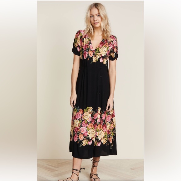 Free People Dresses & Skirts - Free People Jaimie Surplice Midi Dress
with vibrant blooms. Size XS